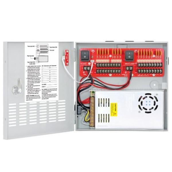 Seco-Larm Switching CCTV Power Supply. 18 Outputs, 20 Amps, PTC fuses, individual status LEDs for e SLM-PC-U1820-PULQ